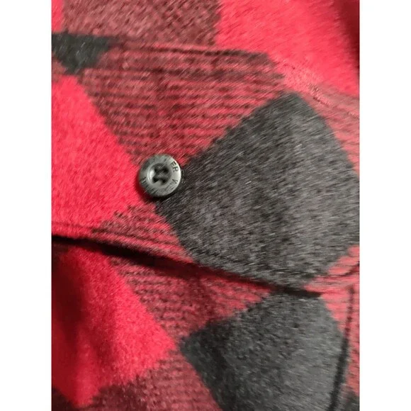 Wrangler Authentics Buffalo Plaid Fleece Shirt Long Sleeve Red Black Mens XL - Picture 3 of 6